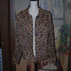 NWT Leopard Denim Jean Jacket - XL